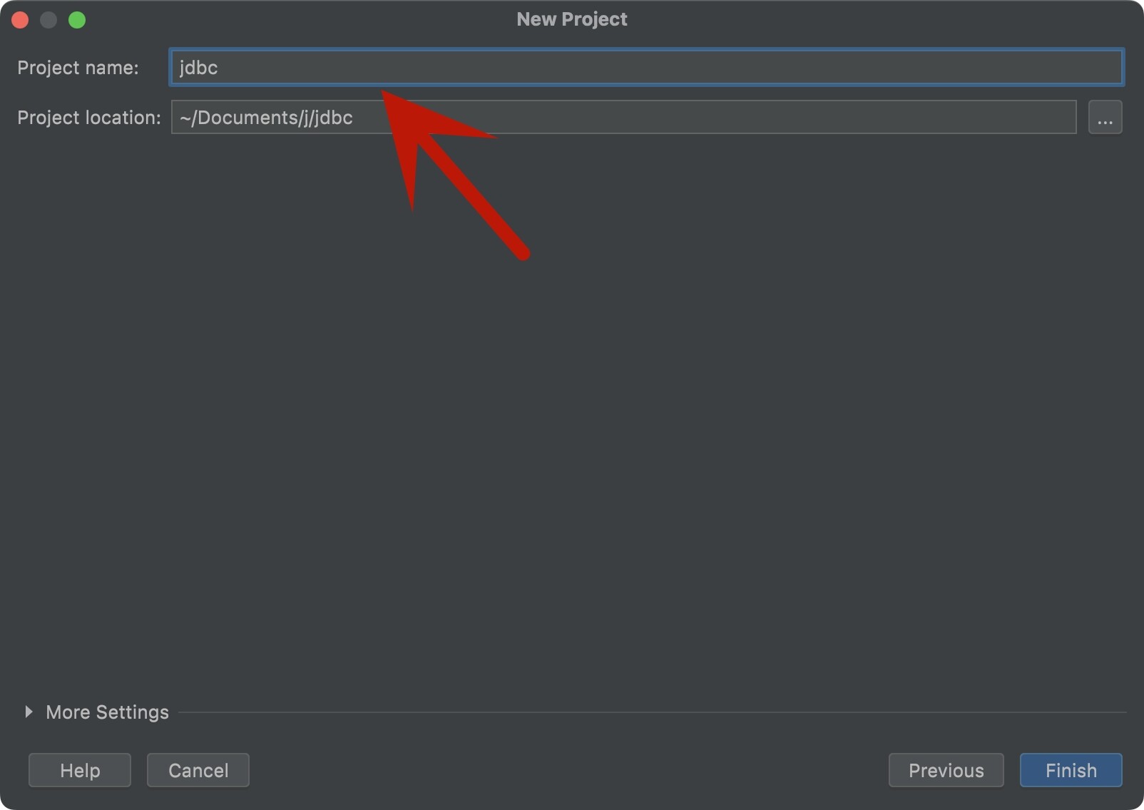 为新项目指定名称和目录