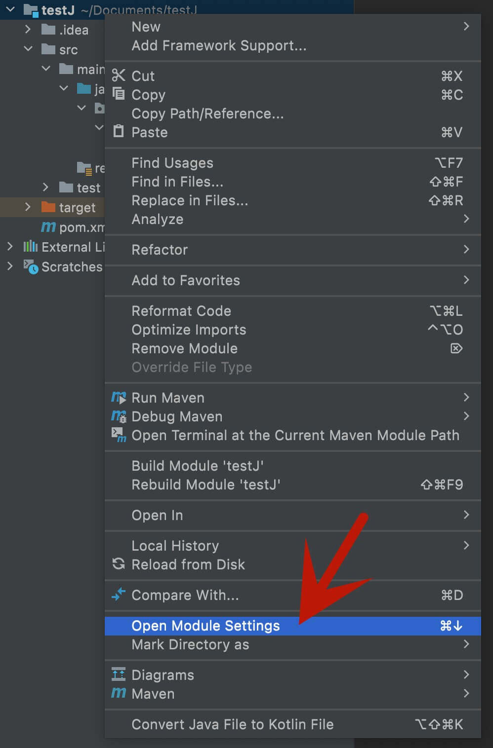 Open Module Settings